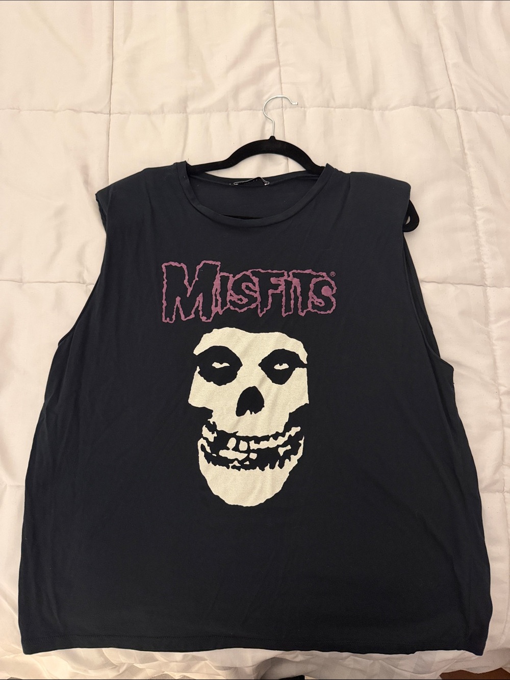 Zara Black Muscle Tee with Cream Skull & Pink Logo